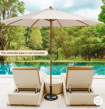 Beige 10ft wooden umbrella is a great choice for outdoor activities in courtyards, patios, gardens - new in plastic