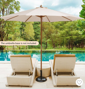 Beige 10ft wooden umbrella is a great choice for outdoor activities in courtyards, patios, gardens - new in plastic