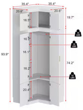 White Wood 35.4 in. W 6-Door Corner Wardrobe Armoires with Hanging Rod, Storage Shelves 93.9 in. H x 35.4 in. D! (NEW IN BOX)