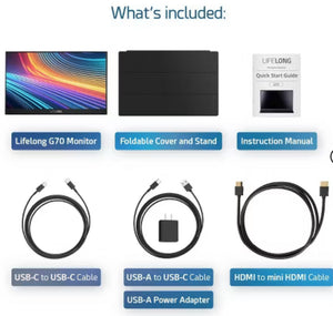 Lifelong Portable Monitor 15.6" 1080P Model G70: High-Definition Display, IPS Panel! (NEW IN BOX)