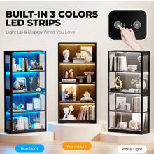 Glass Display Cabinet, Curio Cabinet, Bookcase with 3 Color LED Lights- new in box