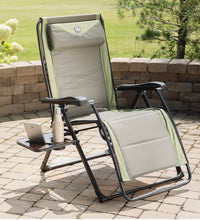 Timber Ridge Zero Gravity Lounger with Side Table and Adjustable Headrest- dept store return- has discoloration on footrest area