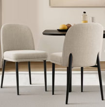 Upholstered Dining Chairs with Linen Blend Fabric and Metal Legs, Modern Armless Side Chairs for Dining Room-Maison Boucle, Set of 2! (NEW IN BOX)
