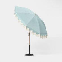 7.5' Fringed Dome Outdoor Patio Umbrella - Blue - Threshold designed with Studio McGee - WE DO NOT SHIP!!