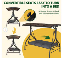 3-Person Metal Patio Swing Outdoor with Adjustable Polycarbonate Canopy, Dark Gray- new in 2 boxes