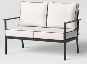 Searsburg Aluminum Deep Seating Outdoor Patio Loveseat - Black - Threshold! (NEW IN BOX)