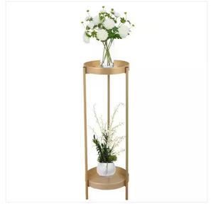 JAXPETY
31.5 in. Gold Metal Plant Stand Plant Shelf Table Indoor/Outdoor (2-Tier)**New in box**