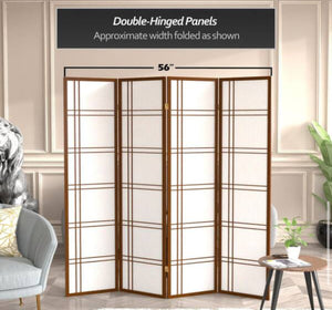 Red Lantern 6 ft. Walnut 4-Panel Room Divider!! BRAND NEW!!
