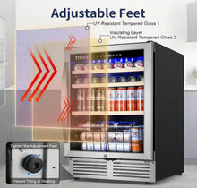 Tittla 24 in. Single Zone 150-Can Beverage Refrigerator in Silver with 2-Different Door Handles Built-in Beverage Cooler!! BRAND NEW(MINOR CRACK INSIDE)!!