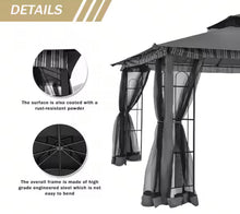 Gardenbee 13 ft. x 11 ft. Black Steel Outdoor Patio Gazebo with Mosquito Netting - WE DO NOT SHIP!!