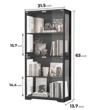 Glass Display Cabinet, Curio Cabinet, Bookcase with 3 Color LED Lights- new in box