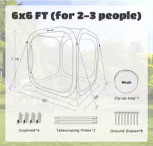 Werph 6 ft. x 6 ft. Beige Portable Canopy Tent with Mesh Mosquito Net, Screen House Room Camping Canopy Shade Tent!! NEW IN BOX!!
