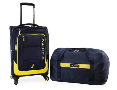 Nautica Pathfinder 2-pc Softside Luggage Set - Navy Yellow!! BRAND NEW!!