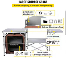 Outdoor 2-Tier Kitchen with Zippered Bag, Portable Folding Cook Table for BBQ, Party and Camping, Brown! (NEW IN BOX)