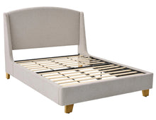 Better Homes & Gardens Windsor Platform Bed with Wingback Headboard, Queen, Wheat Boucle