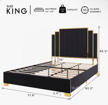 Duncanville Upholstered Platform Bed, King, Black! (NEW IN BOX)