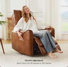 Ivy Bronx 32.3" Wide Power Recliner PU Leather 270° Swivel and Rocker Recliner with USB Port