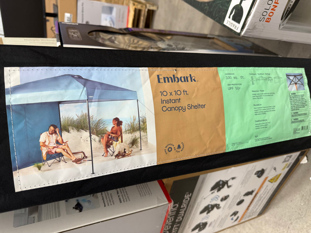 10x10 Steel Weekender Canopy with Wind Vent and Shade Wall - Embark™: Patio Gazebo! (NEW)