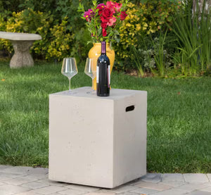 Noble House Zachary 40 in. x 12.5 in. Square MGO Propane Outdoor Patio Fire Pit in Light Grey with Tank Holder! (NEW IN BOX)
