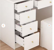 FUFU&GAGA
5-Drawers Wood Dresser Makeup Vanity Sets in White With Stool, Mirror (55.1 in. H x 31.5 in. W x 15.7 in. D)- new in box