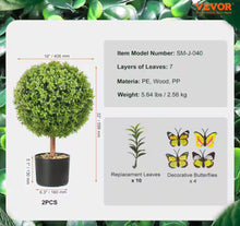 VEVOR Artificial Topiaries Boxwood Trees 22 in. Green Artificial Boxwood Topiaries With Containers Ball-Shape Plant, (2-Piece)!! NEW!!