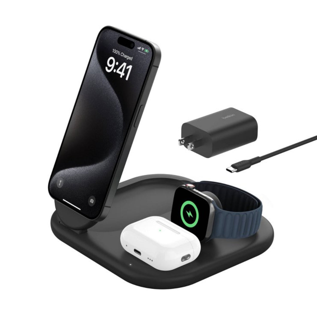 Belkin Qi2 15W 3-in-1 Wireless Pad/Stand - Black!! NEW IN BOX!!