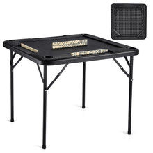 VEVOR Mahjong Table, Square 4 Player Folding Card Table with 4 Cup Holders & 4 Chip Trays, Portable Domino Game Table with 1 Set of Dominoes for Mahjong Poke Puzzles, 35.4 x 35.4-inch, Black!! BRAND NEW!!