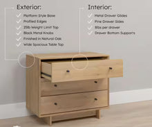 Prepac Finnley Natural Oak 3-Drawer 31 in. W Nightstand, Dresser for Bedroom Nightstand Bedside Table End Table with 3-Drawers!! NEW IN BOX!!