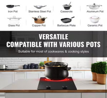 Electric Cooktop, 12 in. 2 Burners Built-in Electric Stove Top, 3000 W Ceramic Top Radiant Cooktop, with Glass Panel! (NEW IN BOX)