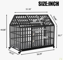 52" Heavy Duty Dog Crate Large Dog Cage Strong Metal Dog Kennels And Crates For Large Dogs With 4 Lockable Wheels! (NEW & ASSEMBLED)