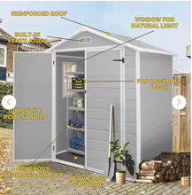 Gray 6 ft. W x 4 ft. D All-Weather Resin Patio Outdoor Plastic Storage Shed with Window & Reinforced Floor(24 sq. ft.) new in 2 boxes!