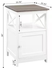 Oxford 16 in. Driftwood/White Standard Height Square Wood Top End Table with Storage Cabinet and Shelf, Set of 2! (NEW IN TWO BOX’S!)