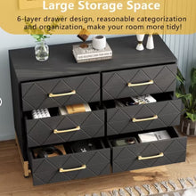 Dresser for Bedroom with 6 Drawer Double Dressers, Modern Wooden Dresser Chest, Black! (NEW IN BOX)