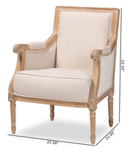 Chavanon Wood & Linen Traditional French Accent Chair Light Beige - Baxton Studio: No Assembly, Mindi Frame, Foam Cushion