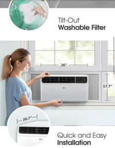 LG 23,500 BTU 230/208V Window Air Conditioner Cools 1450 Sq. Ft. with Dual Inverter, Wi-Fi Enabled and Remote in White! (NEW IN BOX) - (CHECK YOUR OUTLET!)