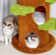 58.3'' H Solid Wood Cat Tree / Multi Cat Condo Warm Soft Furry Cat Climbing Shelf Fluffy Perch Cat Bed- new in box - assembly required
