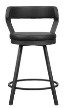 Lazzara Avignon 25 in. Dark Gray Metal Swivel Counter Height Chair with Black Faux Leather Seat (Set of 2)! (NEW IN BOX)