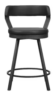 Lazzara Avignon 25 in. Dark Gray Metal Swivel Counter Height Chair with Black Faux Leather Seat (Set of 2)! (NEW IN BOX)