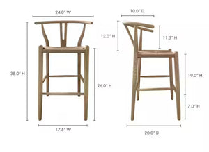 NADAAL STUDIOS
Hayden 26 in. Natural Scandinavian Elm Wood Counter Stool with Woven Fiber Seat- new - set of 3 stools