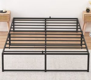 Full Size Bed Frame, 14 inch Metal with 3 in 1 Sturdy Steel Support, No Box Spring Needed, Black Frame! (NEW IN BOX)