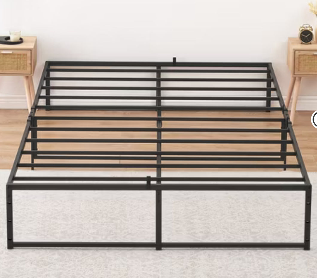 Full Size Bed Frame, 14 inch Metal with 3 in 1 Sturdy Steel Support, No Box Spring Needed, Black Frame! (NEW IN BOX)