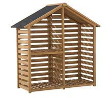 YardCove 29.76 in. Outdoor Firewood Storage Rack with Asphalt Roof and 2-Tier Shelves! (NEW & ASSEMBLED)