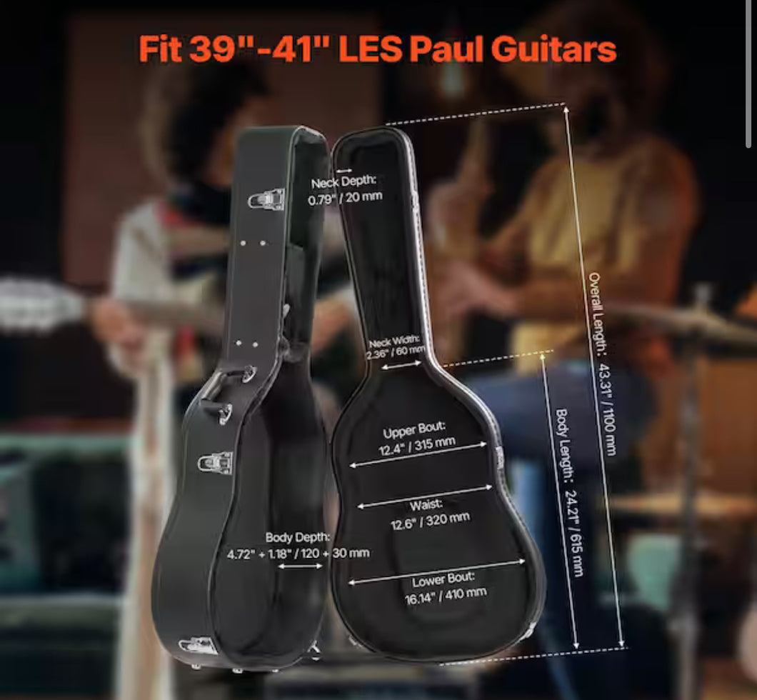 43.31 in. Acoustic Guitar Hard Case, Black Polypropylene with Lock, Latch Key, Handle, Briefcase!! BRAND NEW!!