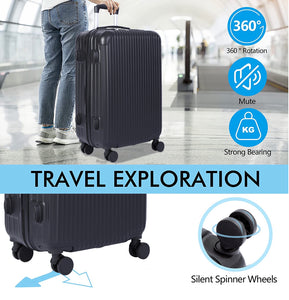 Skonyon 3 Piece Suitcase Luggage Set with TSA Lock, Black!! NEW OUT OF BOX!!