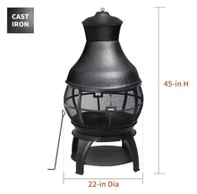 HeatMaxx 45 in. Outdoor Fireplace Wooden Black Fire Pit, Chimenea