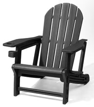 Outdoor Adirondack Chair HDPE Quick Clip-On Installation Waterproof Outdoor Chair with Cup Holder in Black (1-Pack)! (NEW IN BOX)