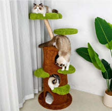 58.3'' H Solid Wood Cat Tree / Multi Cat Condo Warm Soft Furry Cat Climbing Shelf Fluffy Perch Cat Bed- new in box - assembly required
