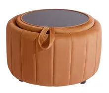Uixe Modern Orange Velvet Round Accent Storage Ottoman (Set-1)!! BRAND NEW!!