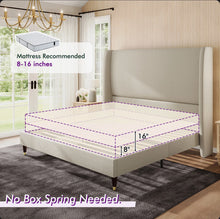 Belo King Upholstered Platform Bed, Khaki - WE DO NOT SHIP!!