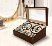 Brown Leather Automatic Watch Winder 4 plus 6 Watch Storage Box!! NEW OUT OF BOX!!